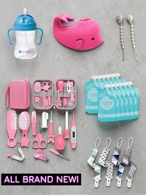 👶🍼🥤💅 Ultimate Baby Essentials Bundle – Feeding, Grooming, Pacifier Clips + More